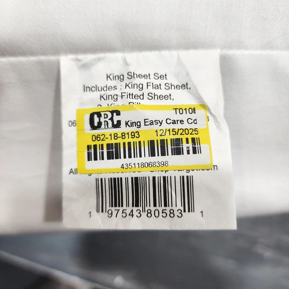 Room Essentials Cotton Blend Sateen‎ King Size Sheet Set Easy Care White